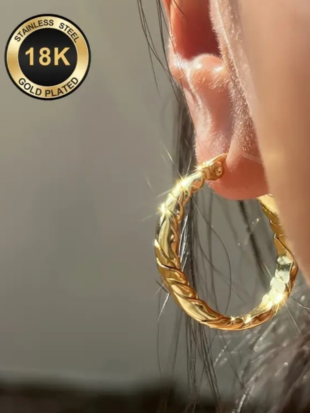 Beautiful 18K Golden Plated Hoop Earrings.